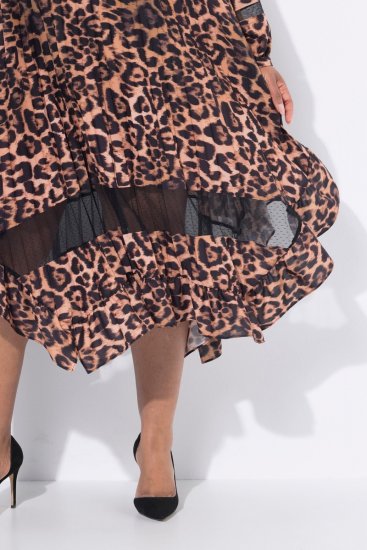 Ulla Popken 842979 Abito animalier Marrone - Vestiti midi - Abiti midi taglie comode