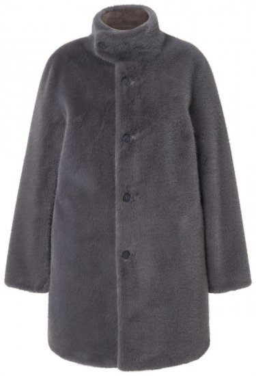 Ulla Popken 843003 Cappotto in pelliccia sintetica con collo alto Grigio - Cappotti - Cappotti taglie forti da donna