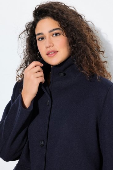Ulla Popken 843058 Cappotto di lana Blu scuro - Cappotti - Cappotti taglie forti da donna
