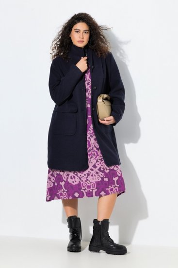 Ulla Popken 843058 Cappotto di lana Blu scuro - Cappotti - Cappotti taglie forti da donna