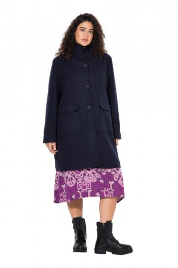 Ulla Popken 843058 Cappotto di lana Blu scuro - Cappotti - Cappotti taglie forti da donna