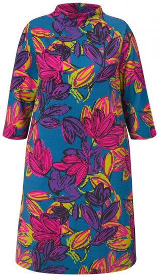 Ulla Popken 843180 Abito in jersey a fiori Petrolio - Abiti - Vestiti per tutte le taglie