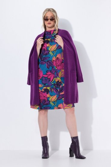 Ulla Popken 843180 Abito in jersey a fiori Petrolio - Abiti - Vestiti per tutte le taglie