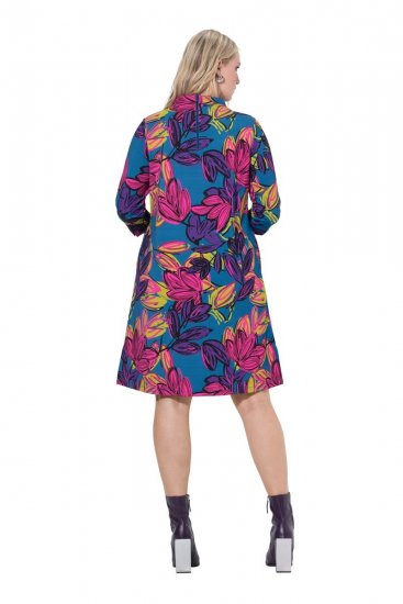 Ulla Popken 843180 Abito in jersey a fiori Petrolio - Abiti - Vestiti per tutte le taglie
