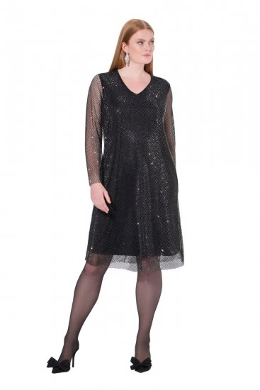 Ulla Popken 843232 Abito di paillettes Grigio - Abiti da sera - Abiti da sera taglie forti