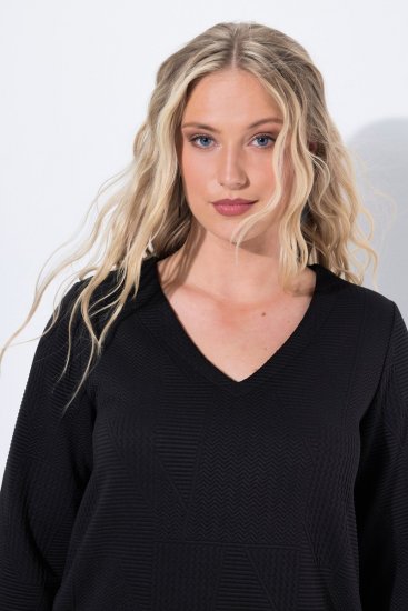 Ulla Popken 843326 Abito in felpa con maniche a 3/4 Nero - Abiti in felpa - 