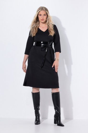 Ulla Popken 843326 Abito in felpa con maniche a 3/4 Nero - Abiti in felpa - 