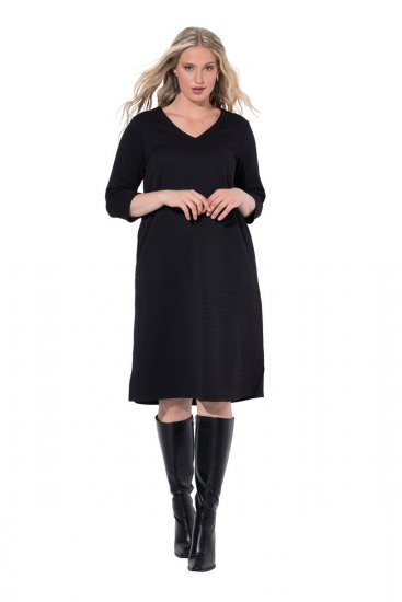 Ulla Popken 843326 Abito in felpa con maniche a 3/4 Nero - Abiti in felpa - 