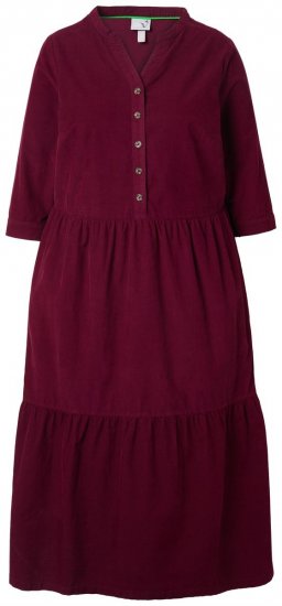 Ulla Popken 843383 Abito di velluto a coste con maniche a 3/4 Bordeaux - Vestiti maxi - Abiti maxi taglie forti