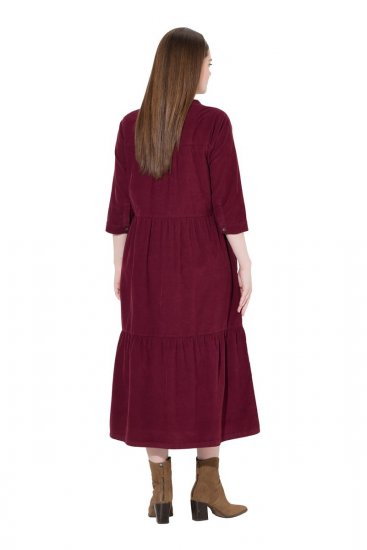 Ulla Popken 843383 Abito di velluto a coste con maniche a 3/4 Bordeaux - Vestiti maxi - Abiti maxi taglie forti