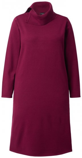 Ulla Popken 843627 Abito in maglia a maniche lunghe con collo alto Bordeaux - Vestiti midi - Abiti midi taglie comode