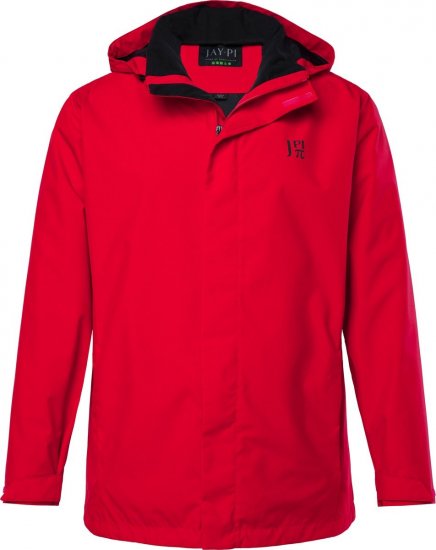 Jay-Pi 844210 Giacca antipioggia con cappuccio ripiegabile Rosso salsa - Giubbotti - Giubbotti Uomo Taglie Forti