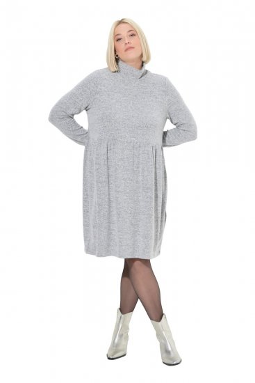 Ulla Popken 844233 Abito in maglia a maniche lunghe con collo alto Grigio melange - Abiti in maglia - 