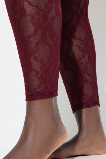 Ulla Popken 844543 Collant con pizzo Bordeaux - Collant & calzini - 