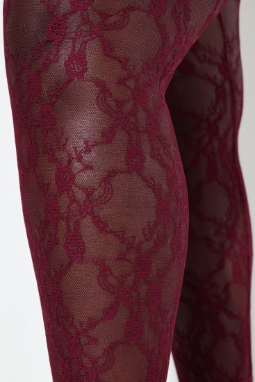 Ulla Popken 844543 Collant con pizzo Bordeaux - Collant & calzini - 