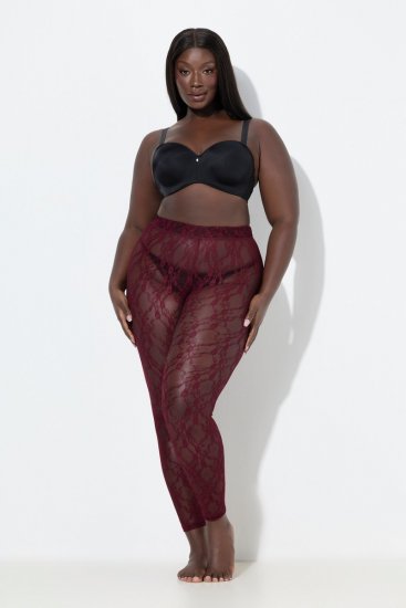 Ulla Popken 844543 Collant con pizzo Bordeaux - Collant & calzini - 