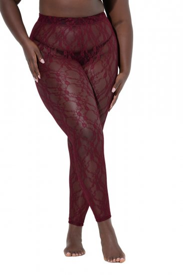 Ulla Popken 844543 Collant con pizzo Bordeaux - Collant & calzini - 