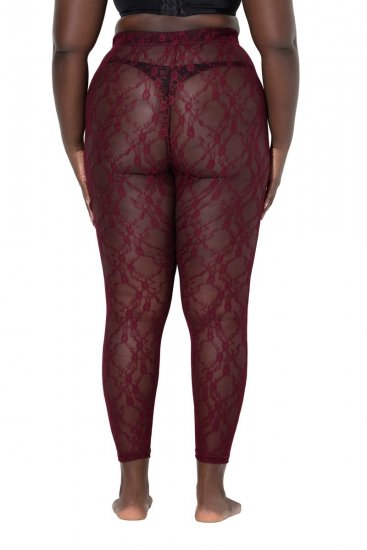 Ulla Popken 844543 Collant con pizzo Bordeaux - Collant & calzini - 