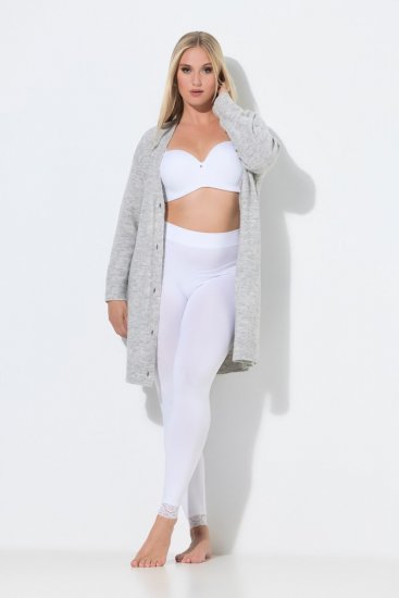 Ulla Popken 844563 Collant senza piede con pizzo Bianco - Collant & calzini - 