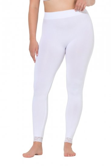 Ulla Popken 844563 Collant senza piede con pizzo Bianco - Collant & calzini - 