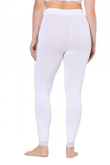 Ulla Popken 844563 Collant senza piede con pizzo Bianco - Collant & calzini - 