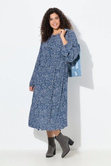 Ulla Popken 844594 Abito midi a fiori Blu scuro - Vestiti midi - Abiti midi taglie comode