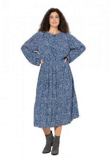 Ulla Popken 844594 Abito midi a fiori Blu scuro - Vestiti midi - Abiti midi taglie comode