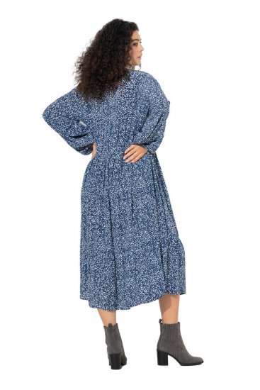Ulla Popken 844594 Abito midi a fiori Blu scuro - Vestiti midi - Abiti midi taglie comode