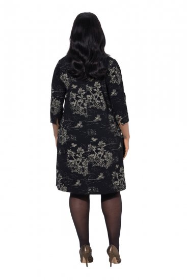 Ulla Popken 844739 Abito con maniche a 3/4 Nero - Vestiti midi - Abiti midi taglie comode