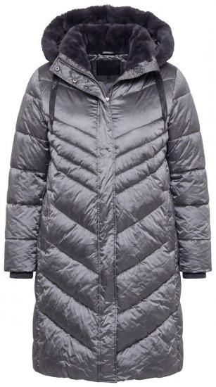Ulla Popken 844764 Cappotto trapuntato HYPRAR con riflessi metallizzati Antracite - Cappotti - Cappotti taglie forti da donna