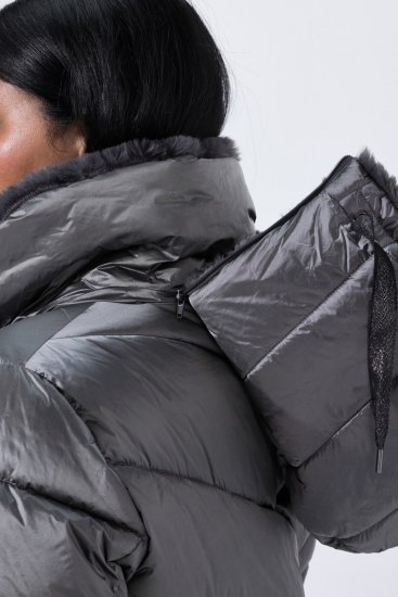 Ulla Popken 844764 Cappotto trapuntato HYPRAR con riflessi metallizzati Antracite - Cappotti - Cappotti taglie forti da donna