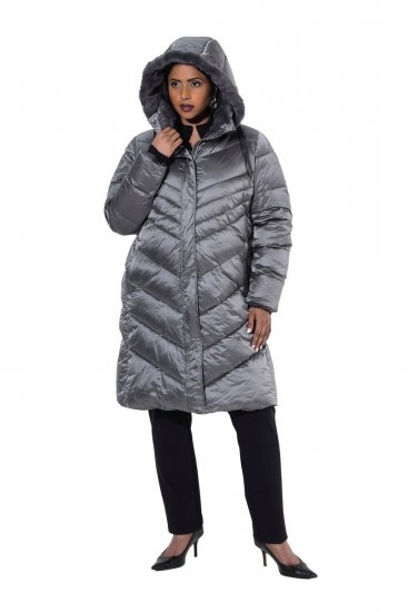 Ulla Popken 844764 Cappotto trapuntato HYPRAR con riflessi metallizzati Antracite - Cappotti - Cappotti taglie forti da donna