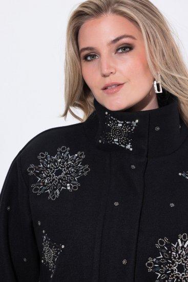 Ulla Popken 844839 Giacca corta con ricamo a fiocchi di neve Blu scuro - Giacche - Giacche taglie forti da donna