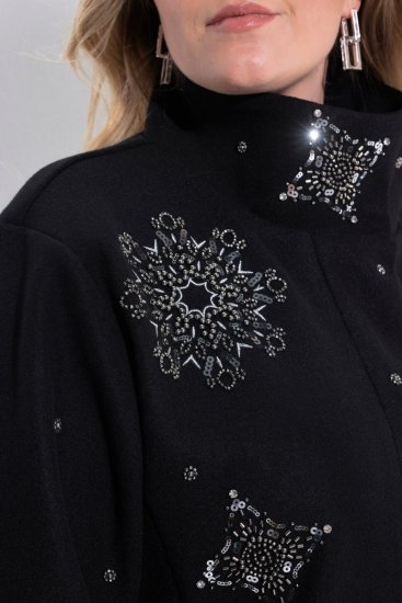 Ulla Popken 844839 Giacca corta con ricamo a fiocchi di neve Blu scuro - Giacche - Giacche taglie forti da donna