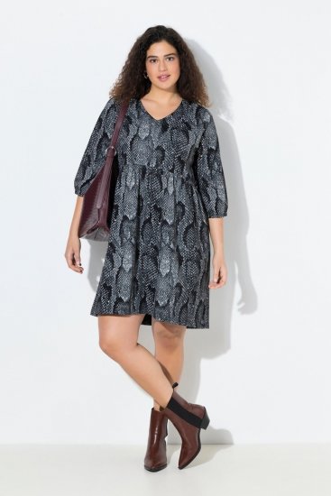 Ulla Popken 844945 Abito in jersey fantasia Nero - Abiti in jersey - 