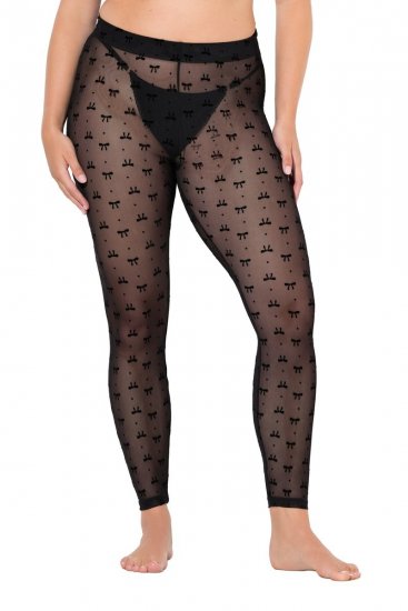 Ulla Popken 844970 Collant senza piede fantasia Nero - Collant & calzini - 