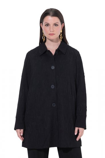 Ulla Popken 845026 Giacca camicia con texture zebrata Nero - Giacche - Giacche taglie forti da donna