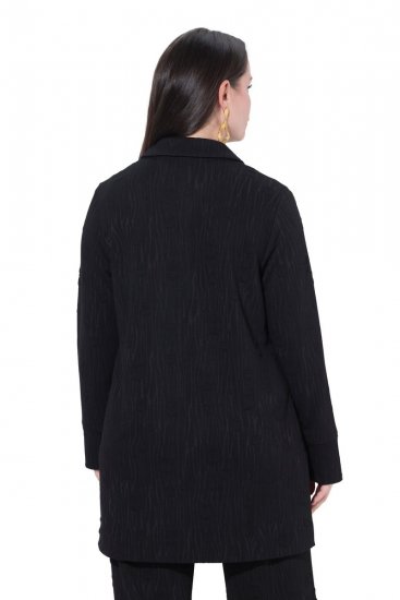 Ulla Popken 845026 Giacca camicia con texture zebrata Nero - Giacche - Giacche taglie forti da donna