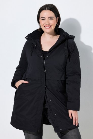 Ulla Popken 845111 Parka Nero - Cappotti - Cappotti taglie forti da donna