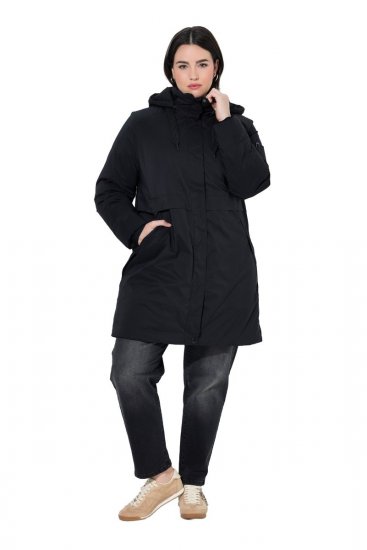 Ulla Popken 845111 Parka Nero - Cappotti - Cappotti taglie forti da donna