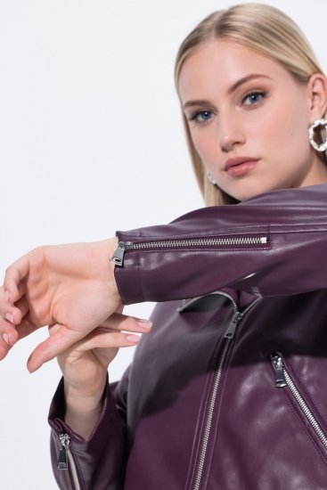 Ulla Popken 845121 Giacca biker in similpelle Prugna - Giacche - Giacche taglie forti da donna
