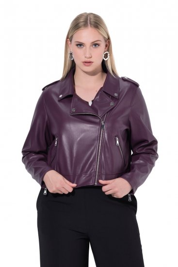 Ulla Popken 845121 Giacca biker in similpelle Prugna - Giacche - Giacche taglie forti da donna