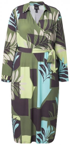 Ulla Popken 845122 Abito midi fantasia con tasche Turchese - Vestiti midi - Abiti midi taglie comode