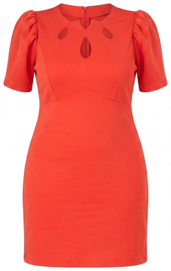Ulla Popken 845150 Abito aderente a maniche corte Rosso - Abiti - Vestiti per tutte le taglie