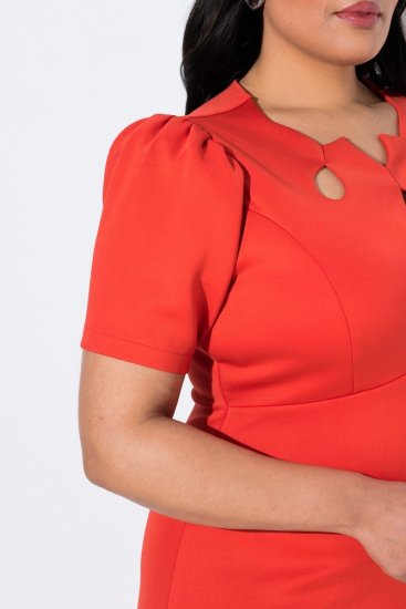 Ulla Popken 845150 Abito aderente a maniche corte Rosso - Abiti - Vestiti per tutte le taglie