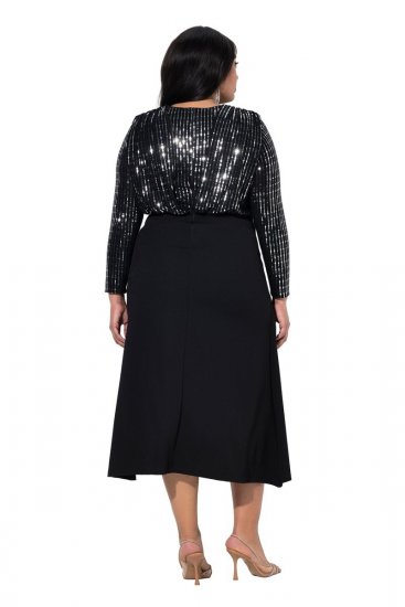 Ulla Popken 845151 Abito a righe con scollo a V Nero - Abiti da sera - Abiti da sera taglie forti