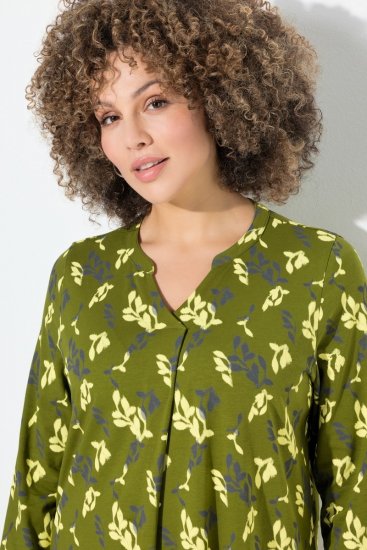 Ulla Popken 845190 Abito in jersey a fiori Turchese - Abiti in jersey - 