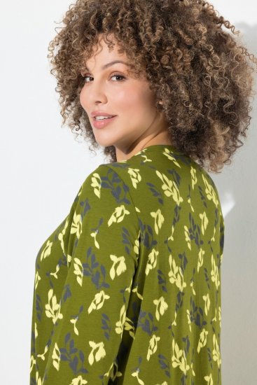 Ulla Popken 845190 Abito in jersey a fiori Turchese - Abiti in jersey - 