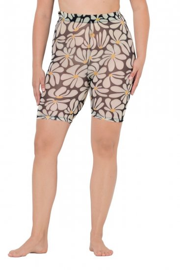 Ulla Popken 845285 Pantaloncini anti-sfregamento a fiori Nero - Pantaloncini anti-sfregamento - 