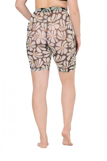 Ulla Popken 845285 Pantaloncini anti-sfregamento a fiori Nero - Pantaloncini anti-sfregamento - 